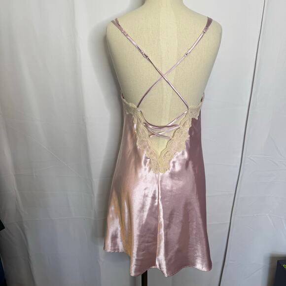Bali Studio Collection Pink Satin Lace Slip Dress Nightgown Size L - Picture 3 of 11